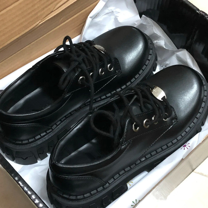 Black Leather Low Boots by White Market