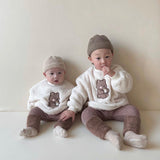 Baby Bear Embroidered Pattern Plush Hoodies Combo Pants  Pieces Sets by MyKids-USA™