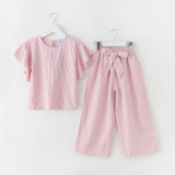 Girl Striped Pattern Tops Combo Bow Belt Pants Summer 1-Pieces Sets by MyKids-USA™