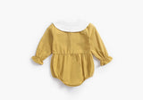 Baby Girl Doll Collar Design Solid Color Long Sleeve Onesies With Buttons by MyKids-USA™