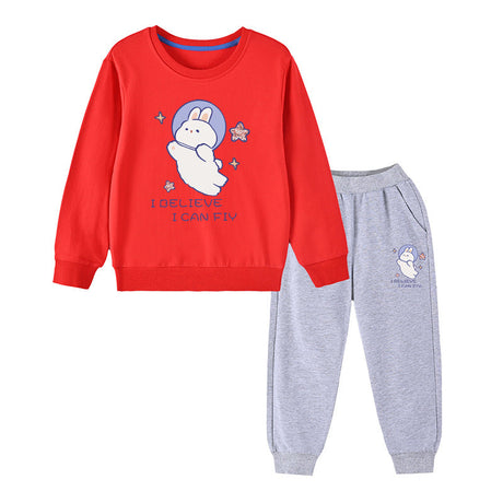 Baby Girl Cute Bunny Graphic Hoodie Combo Loose Trousers Soft Cotton Sets by MyKids-USA™