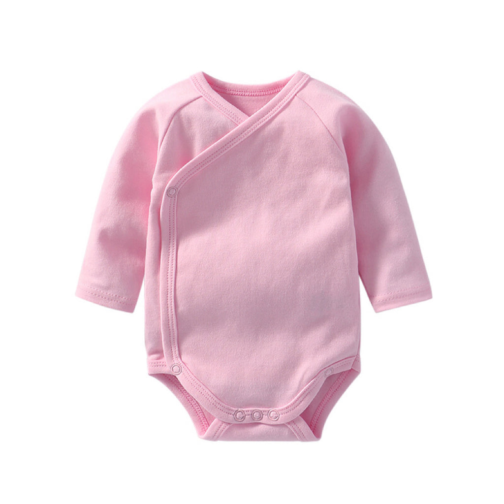 Baby Multi Color Bias Placket With Slanting Button Long Sleeve Onesies by MyKids-USA™