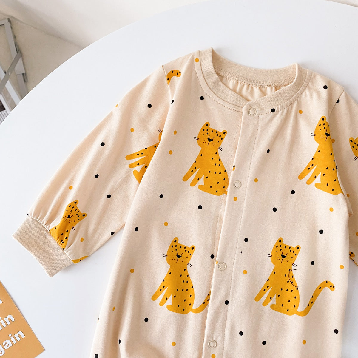 Baby Boy Cartoon Animals Graphic Snap Button Front Design Long Sleeved Romper Jumpsuit by MyKids-USA™