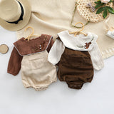 Baby Embroidered Pattern Lapel Cotton Shirt Combo Corduroy Strap Onesies Sets by MyKids-USA™