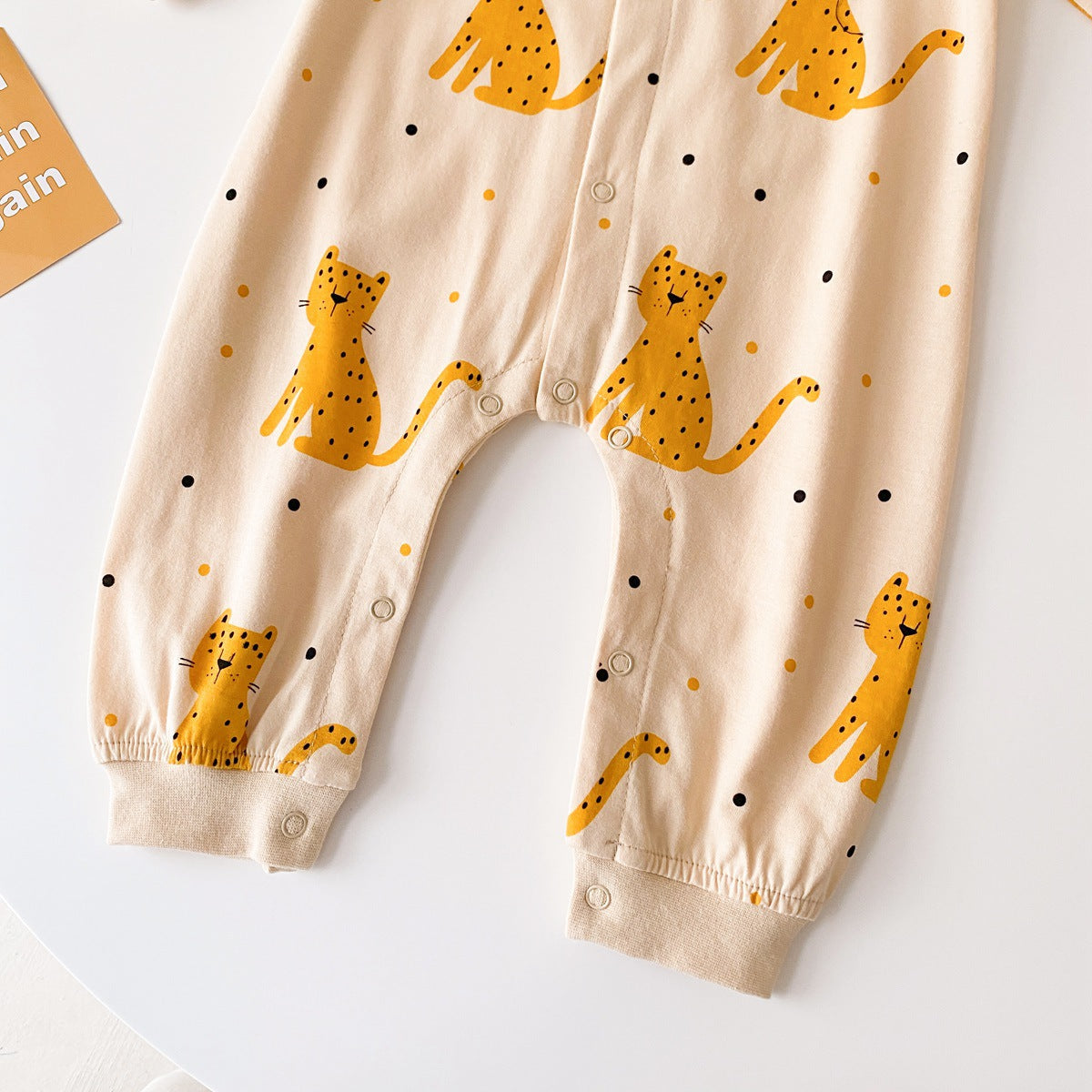 Baby Boy Cartoon Animals Graphic Snap Button Front Design Long Sleeved Romper Jumpsuit by MyKids-USA™