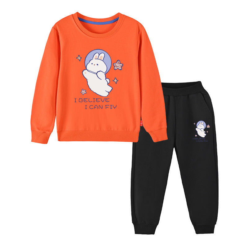 Baby Girl Cute Bunny Graphic Hoodie Combo Loose Trousers Soft Cotton Sets by MyKids-USA™