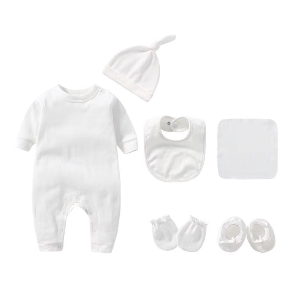 Newborn Solid Color Romper Hat, Bib, Gloves, Footwear, Square Scarf Sets by MyKids-USA™