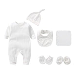 Newborn Solid Color Romper Hat, Bib, Gloves, Footwear, Square Scarf Sets by MyKids-USA™