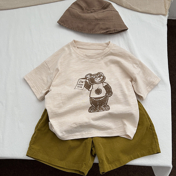 Baby Cartoon Bear Graphic Short Sleeve Comfy T-Shirt by MyKids-USA™