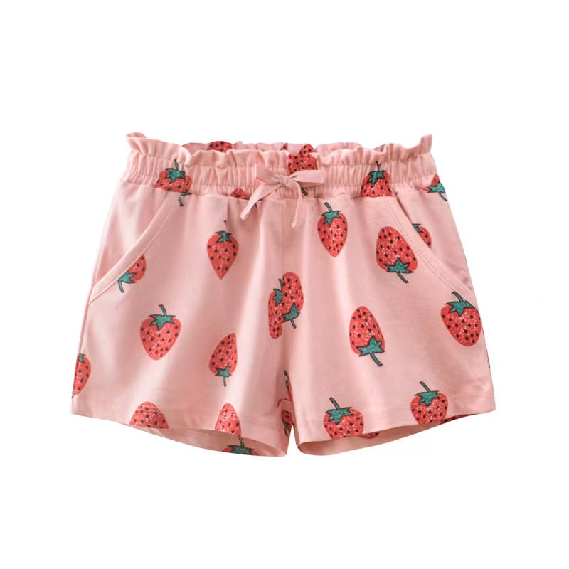 Baby Girl Print Pattern Bow Decoration Short Pants In Summer Outfit Wearing by MyKids-USA™