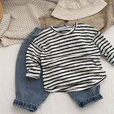 Baby Striped Graphic Long Sleeve Soft Cotton Loose Shirt by MyKids-USA™