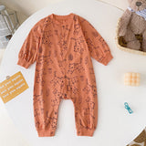 Baby Boy Cartoon Animals Graphic Snap Button Front Design Long Sleeved Romper Jumpsuit by MyKids-USA™