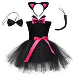 Children’s Halloween Solid Color Cat Costume Mesh Tutu Dress & 1-Piece Jewelry Sets by MyKids-USA™ - Vysn