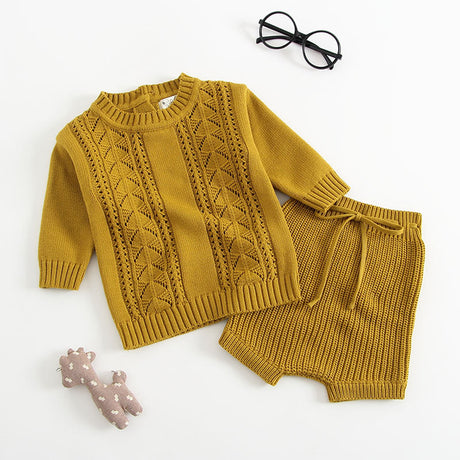 Baby Solid Color Hollow Carved Design Knitwear Sets by MyKids-USA™