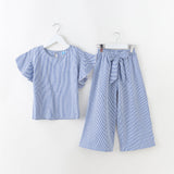 Girl Striped Pattern Tops Combo Bow Belt Pants Summer 1-Pieces Sets by MyKids-USA™