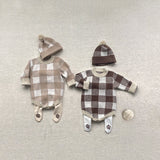 Baby Plaid Graphic Long Sleeve Crewneck Knit Thickened Onesies by MyKids-USA™