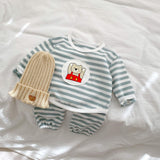 Baby Striped Pattern Cartoon Design Hoodies 2 Pieces Sets by MyKids-USA™