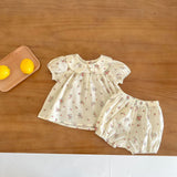 Baby Girl Floral Print Doll Collar Design Tops Combo Shorts Sets In Summer by MyKids-USA™