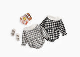 Baby Girl Plaid Pattern Doll Collar Design Long Sleeve Onesies With Buttons by MyKids-USA™