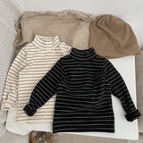 Baby Striped Pattern High Turtle Nack Soft Cotton Comfy Shirt by MyKids-USA™