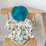 Baby Ditsy Flower Graphic Mesh Patchwork Design Square Neck Sets by MyKids-USA™