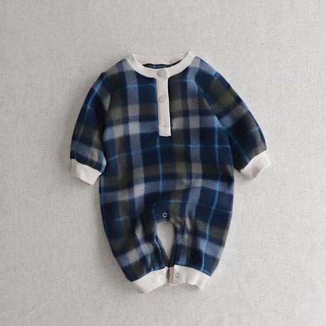 Baby Fashion Plaid Pattern Thin Fleece Autumn Romper by MyKids-USA™