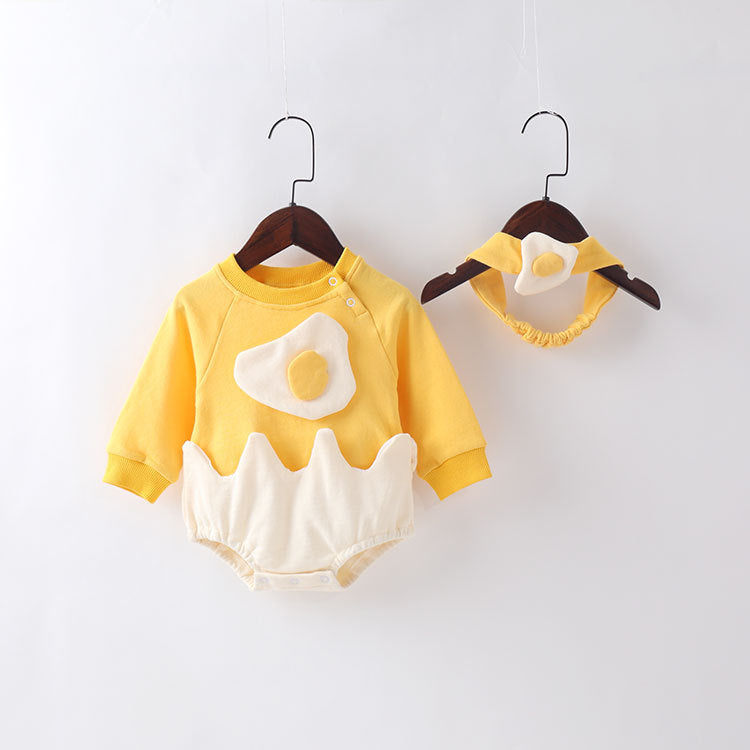 Baby Cartoon Egg Shape Design Long Sleeved Cute Bodysuit With Headband by MyKids-USA™