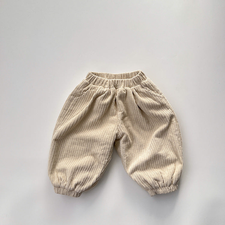 Baby Solid Color Corduroy Fabric Loose Lantern Pants In Autumn by MyKids-USA™