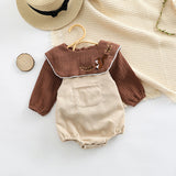 Baby Embroidered Pattern Lapel Cotton Shirt Combo Corduroy Strap Onesies Sets by MyKids-USA™