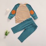 Baby Striped Pattern Contrast Design Hoodies Combo Solid Pants Sets by MyKids-USA™