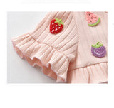 Baby Girls Fruit Embroidered Graphic Lace Sleeve Onesies & Headband by MyKids-USA™