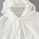 Kids Mesh Overlay Design Belted Bow Tie Shawls With Ruffle Hat by MyKids-USA™