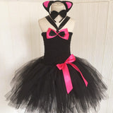 Children’s Halloween Solid Color Cat Costume Mesh Tutu Dress & 1-Piece Jewelry Sets by MyKids-USA™ - Vysn