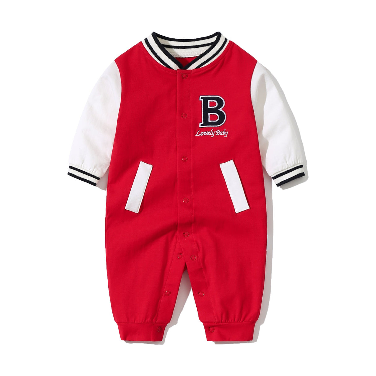 Baby Letter Embroidered Pattern Long Sleeves Baseball Rompers by MyKids-USA™