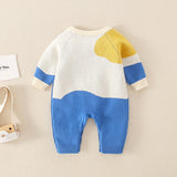 Baby Dinosaur Pattern Colorblock Design Cute Knit Romper by MyKids-USA™