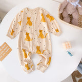 Baby Boy Cartoon Animals Graphic Snap Button Front Design Long Sleeved Romper Jumpsuit by MyKids-USA™