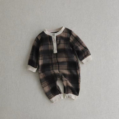 Baby Fashion Plaid Pattern Thin Fleece Autumn Romper by MyKids-USA™