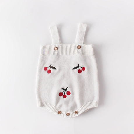 Baby Girl 1pc Cherry Embroidered Graphic Crotch Knitted Bodysuit & Button Front Sweater Coat Sets by MyKids-USA™