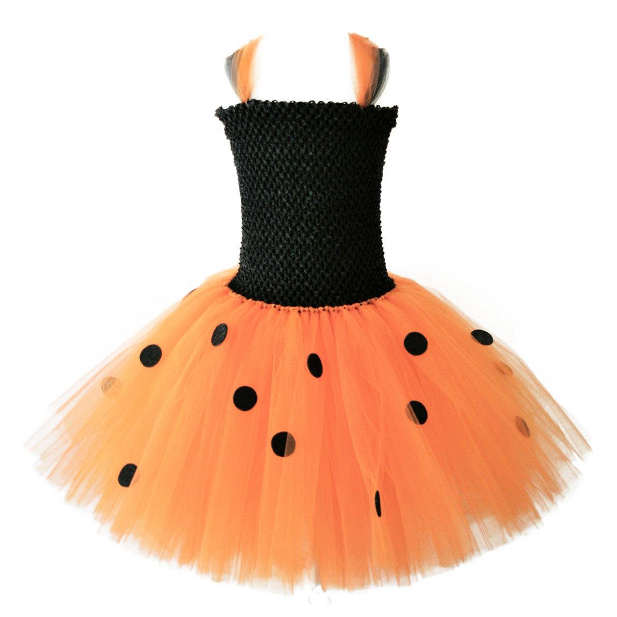 Children’s Halloween Pumpkin Tutu Dress With 3-Pieces Jewelry by MyKids-USA™ - Vysn