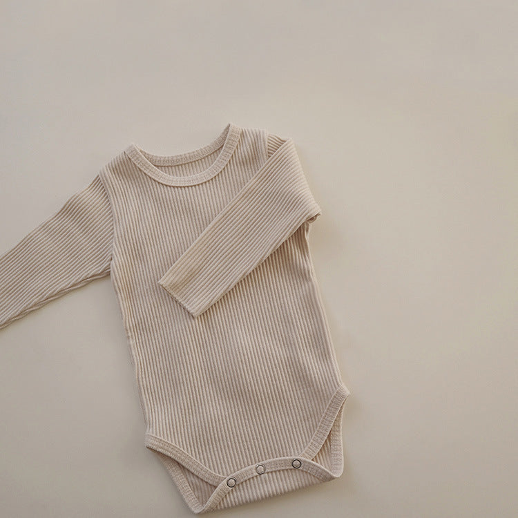 Baby Solid Color Pit Strip Fabric Long Sleeve Bodysuit by MyKids-USA™