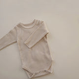 Baby Solid Color Pit Strip Fabric Long Sleeve Bodysuit by MyKids-USA™