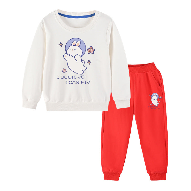 Baby Girl Cute Bunny Graphic Hoodie Combo Loose Trousers Soft Cotton Sets by MyKids-USA™