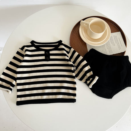 Baby Striped Pattern Long Sleeve Tops & Triangle Shorts 1 Pieces Sets by MyKids-USA™