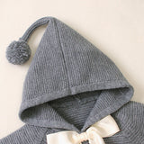 Baby Girl 1pcs Solid Color Big Bow Tie Patched Design Shawl Kniited Hoodies With Hat by MyKids-USA™