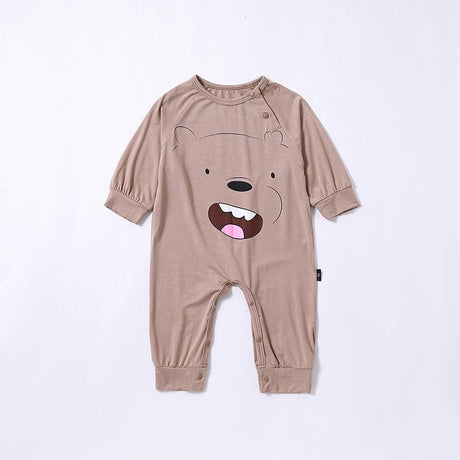 Baby Cartoon Bear Graphic Long Sleeve Soft Cotton Rompers by MyKids-USA™