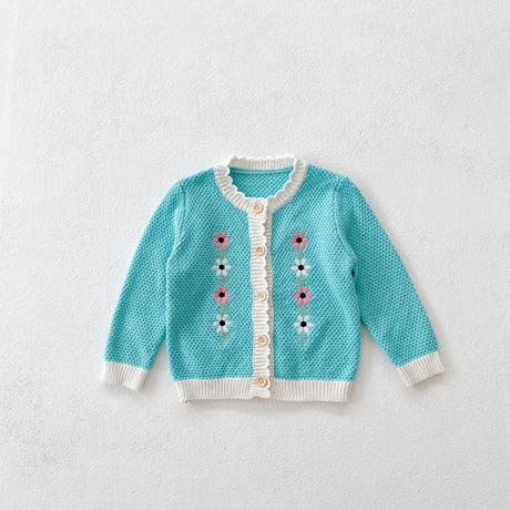 Baby Girl Flower Embroidered Graphic Contrast Bodysuit & Cardigan 1-Pieces Sets by MyKids-USA™