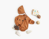 Baby 1pcs Cartoon Print Pattern Long Sleeved Cotton Triangle Onesies With Hat by MyKids-USA™