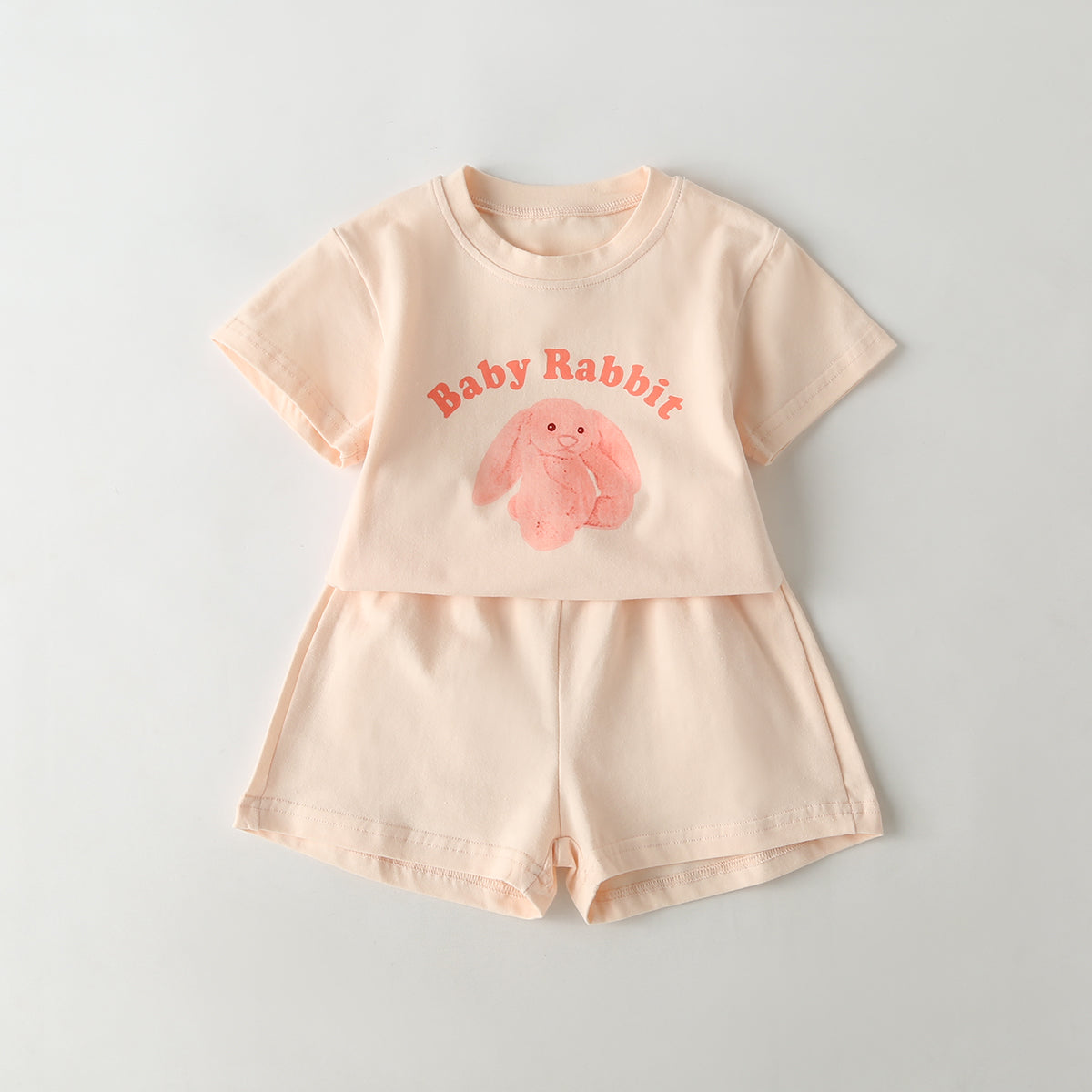 Baby Cartoon Animal & Slogan Pattern Short Sleeved Tee Combo Solid Shorts Sets by MyKids-USA™