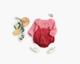 Baby Girl 1pcs Plaid Pattern False 2-Piece Design Ruffle Neck Onesies by MyKids-USA™