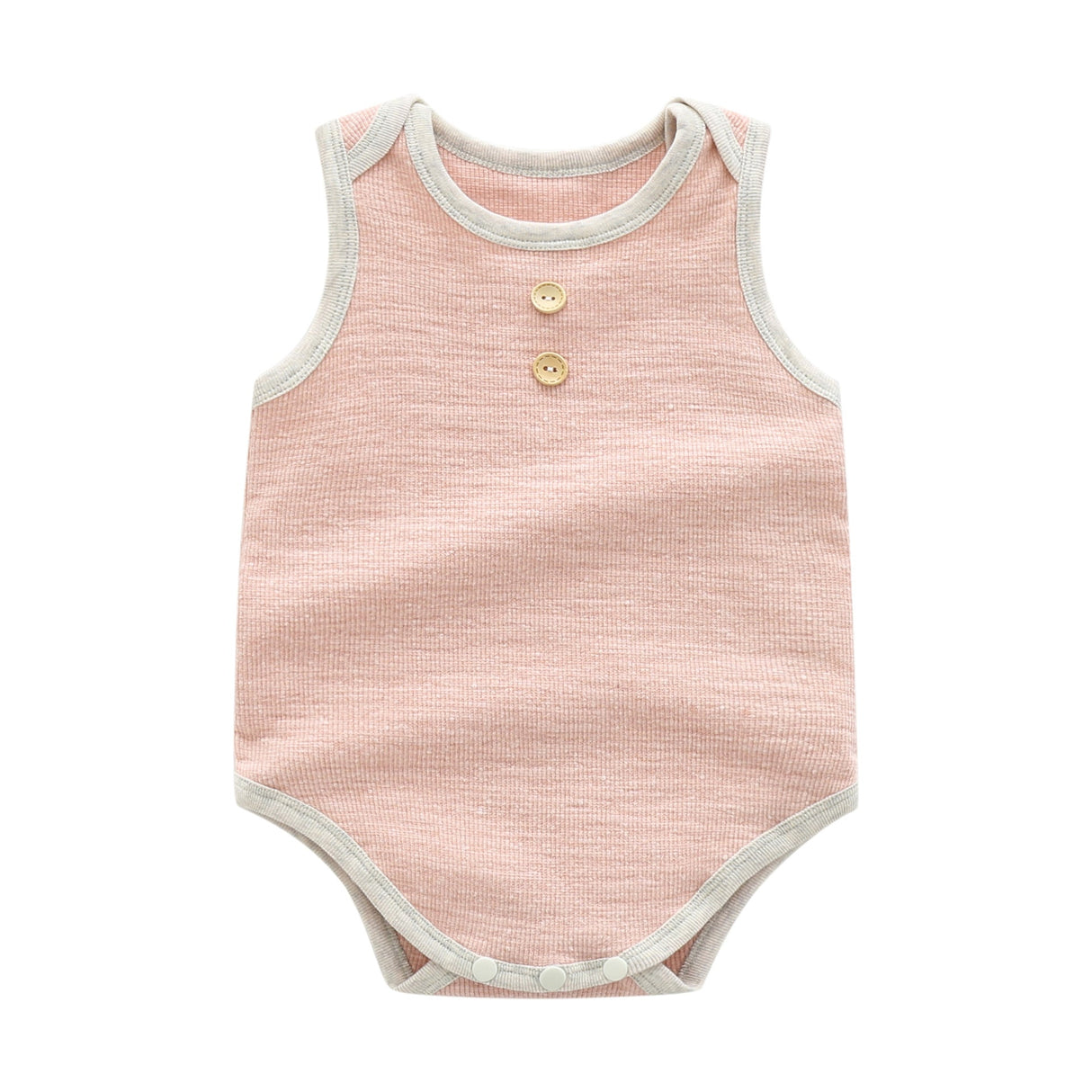 Baby Boy Solid Color Neck Buttoned Design Sleeveless Round Collar Onesies by MyKids-USA™